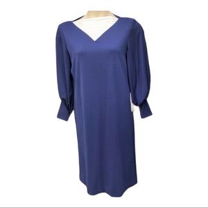 Deadstock Vintage Blue Cream Sheath Dress Mod 60s